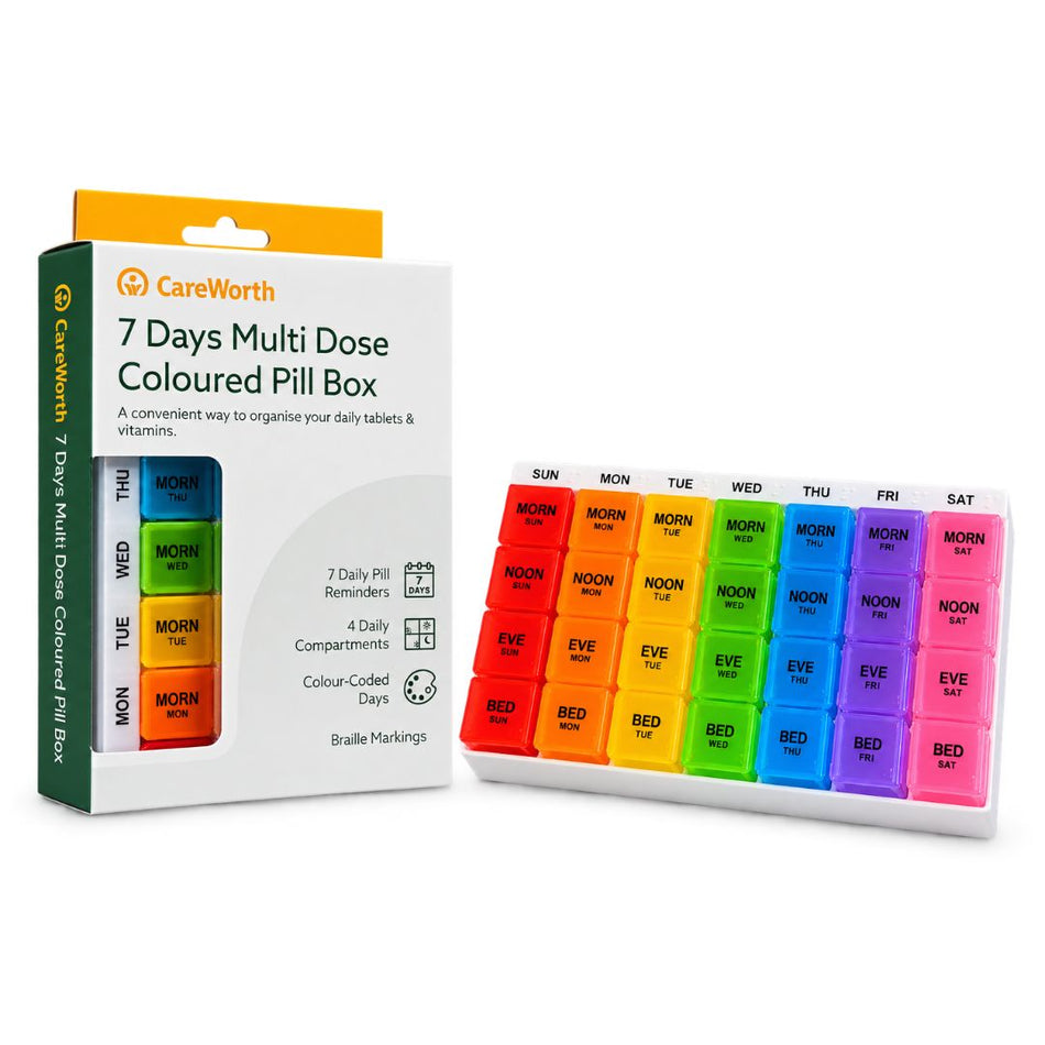 CareWorth 7 Days Multi Dose Coloured Pill Box