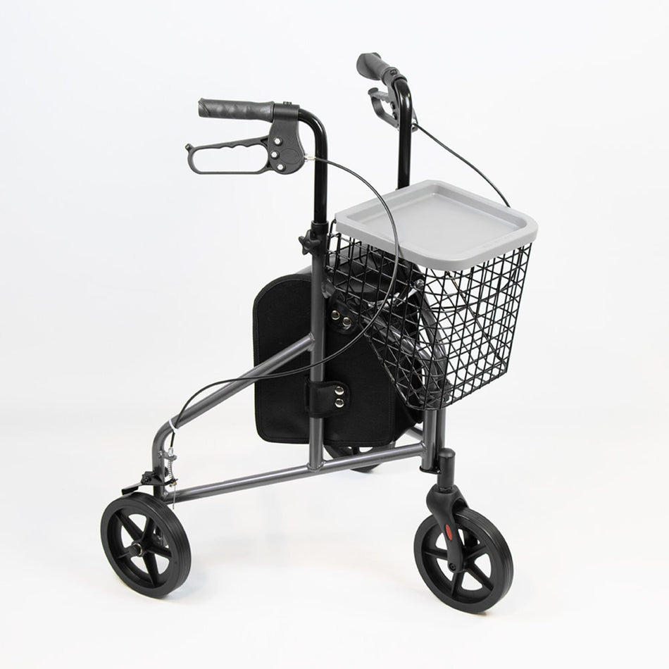 NRS 3 Wheel Aluminium Rollator with Basket & Tray