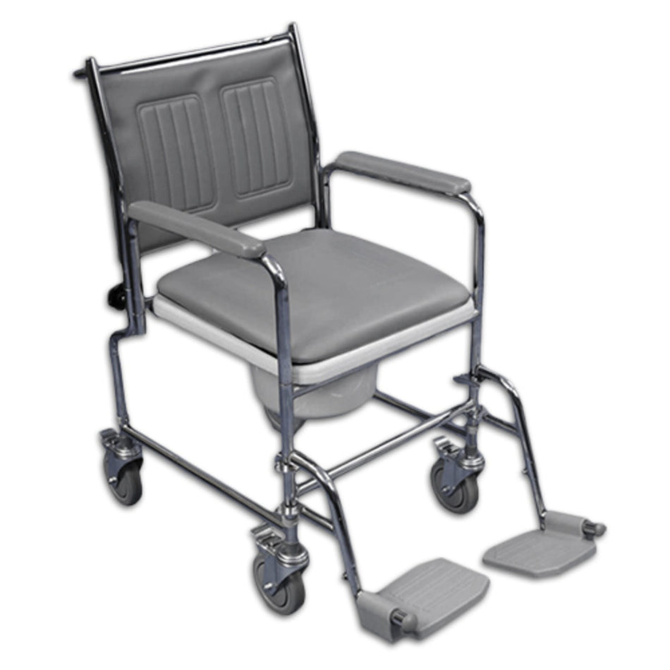 Drop Arm Height Adjustable Wheeled Commode
