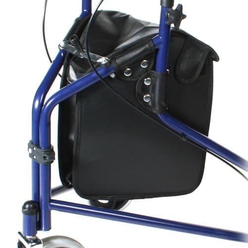 Angled view of 3 Wheel Rollator Bag three-wheel rollator with basket or bag on a plain background.