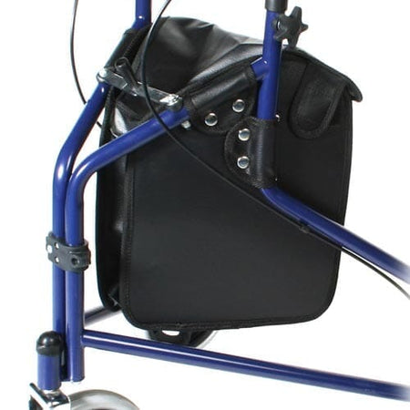 Angled view of 3 Wheel Rollator Bag three-wheel rollator with basket or bag on a plain background.