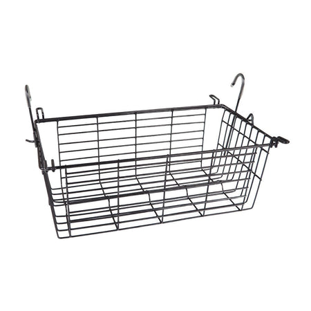 4 Wheel Rollator Basket rollator folded from the front, demonstrating its slim, space-saving design.