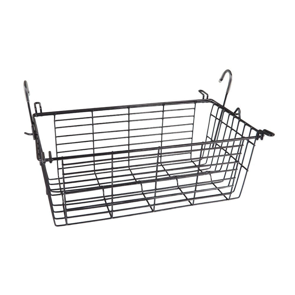 4 Wheel Rollator Basket rollator folded from the front, demonstrating its slim, space-saving design.