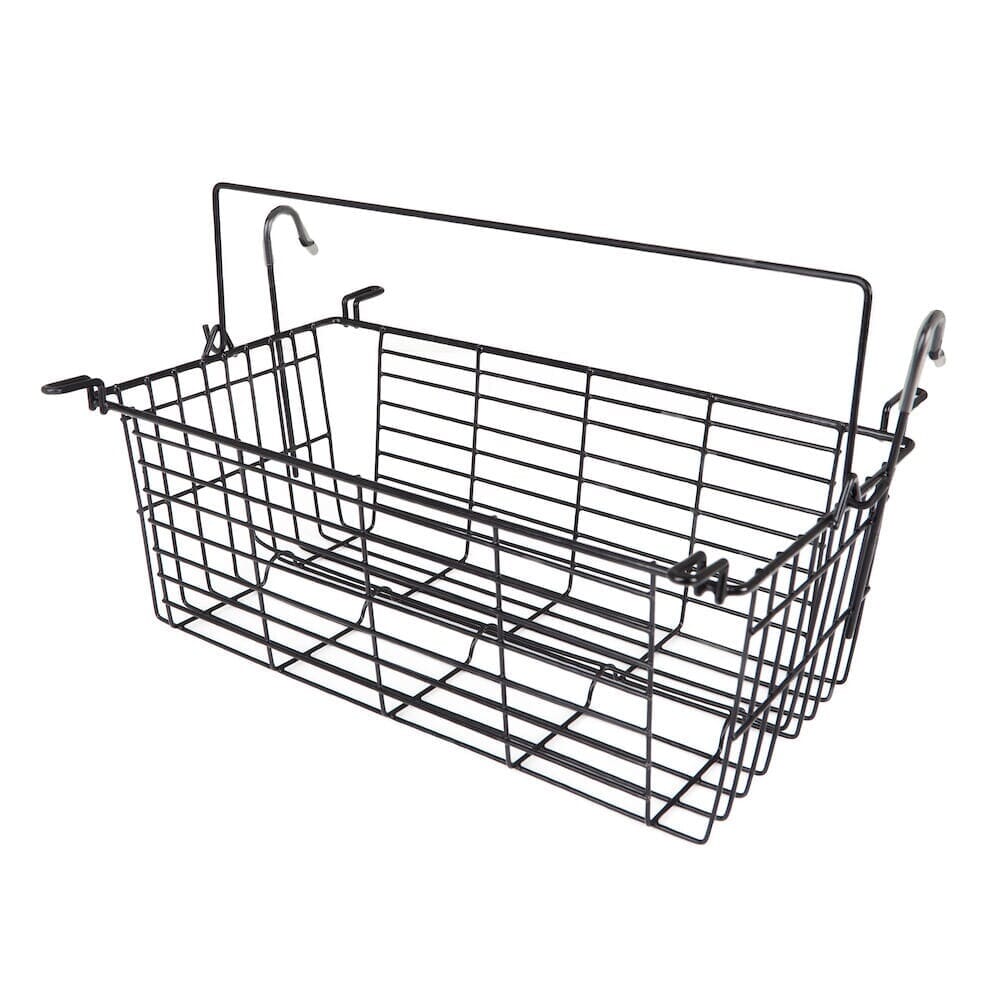 Close-up of the brake mechanism on 4 Wheel Rollator Basket rollator's wheel with spring and cable detail.