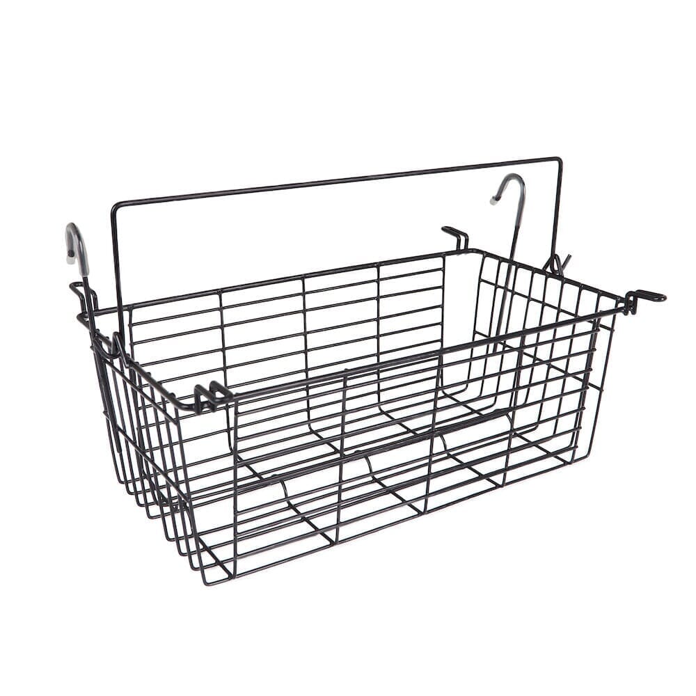 Detail of the height-adjustable frame on 4 Wheel Rollator Basket rollator with holes and push-button.