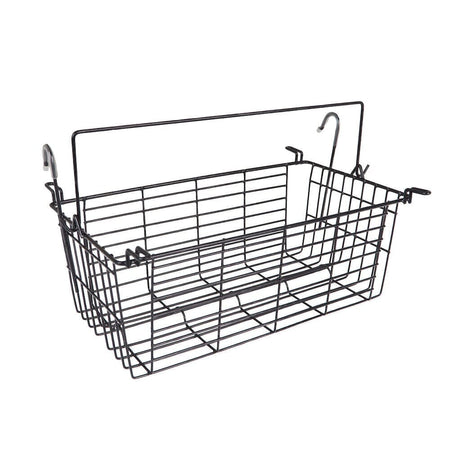 Detail of the height-adjustable frame on 4 Wheel Rollator Basket rollator with holes and push-button.