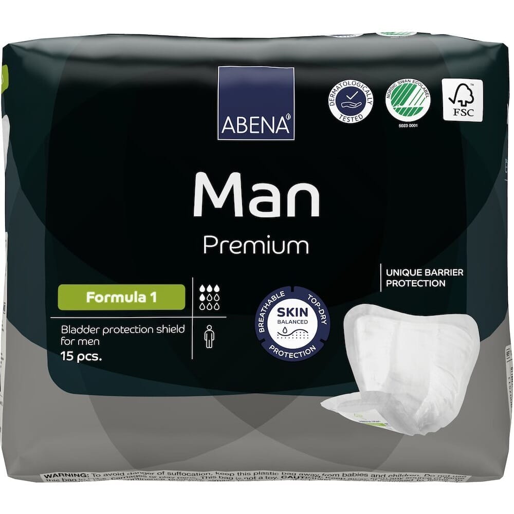Image of Abena Man Premium Incontinence Pads on a plain background.