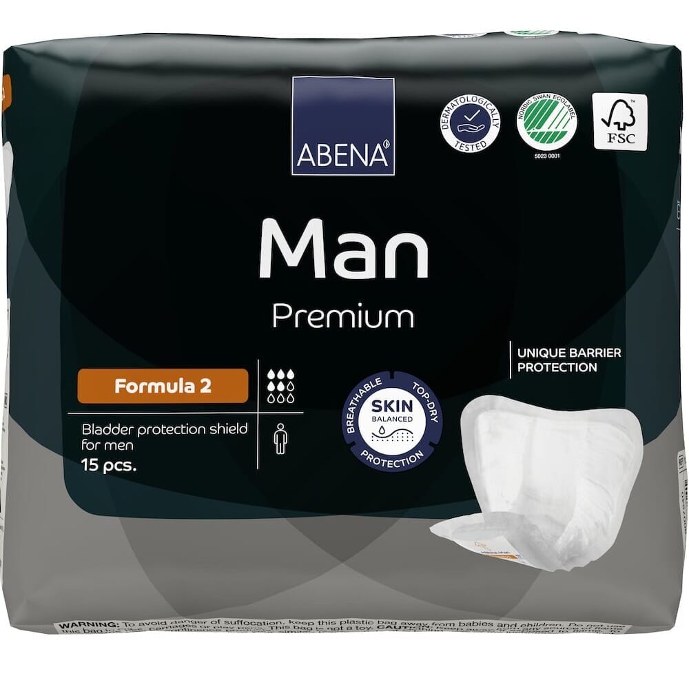 Image of Abena Man Premium Incontinence Pads on a plain background.