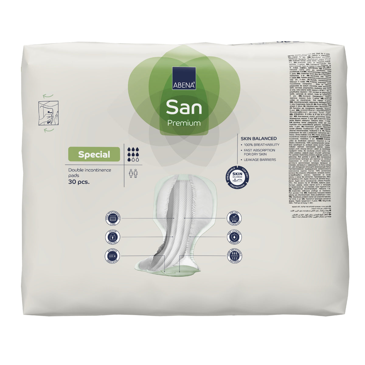 Close-up of a feature of Abena San Special Premium Incontinence Pads.