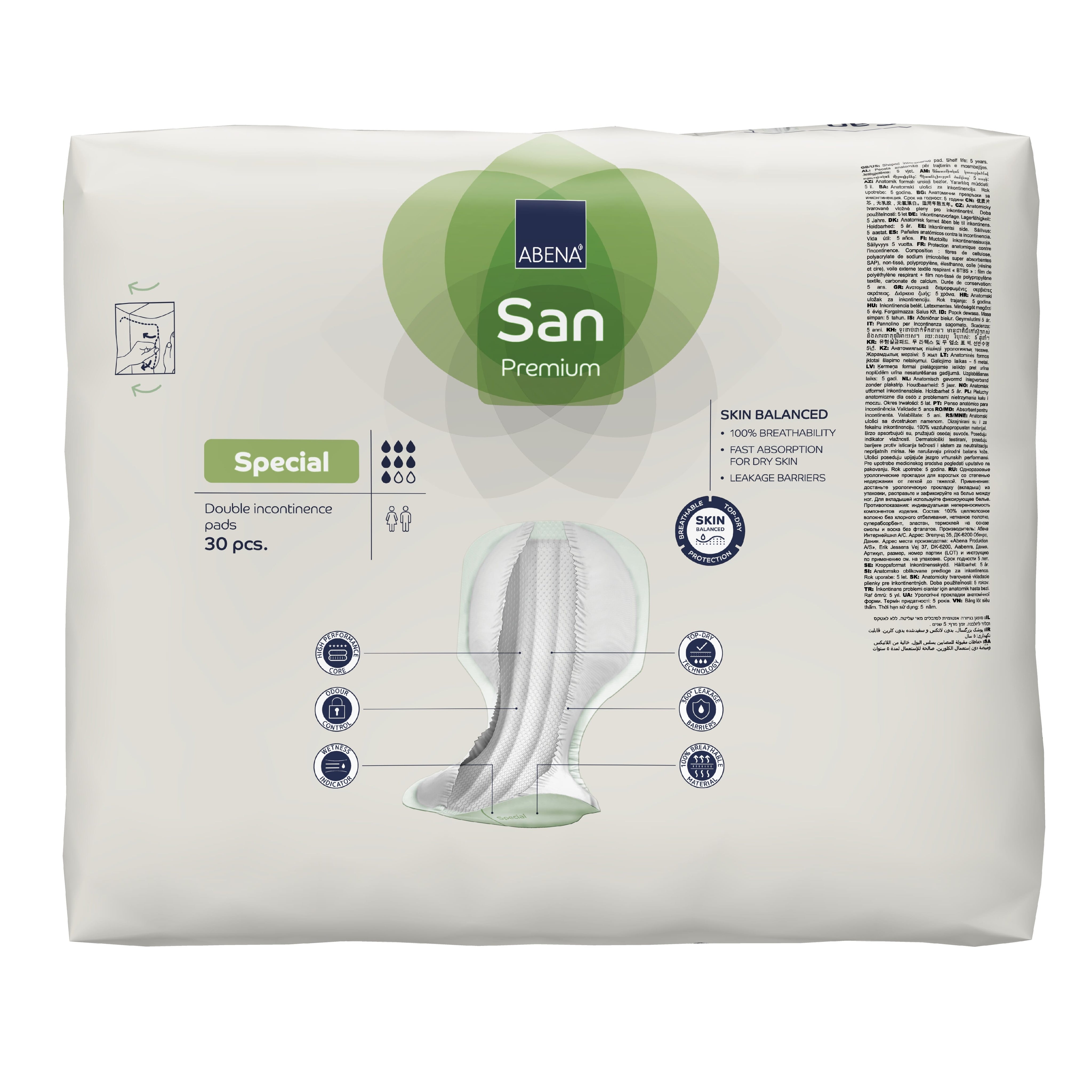 Close-up of a feature of Abena San Special Premium Incontinence Pads.
