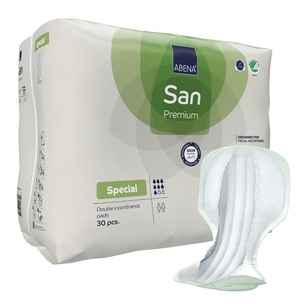 Lifestyle image of Abena San Special Premium Incontinence Pads being used in a real-life setting.