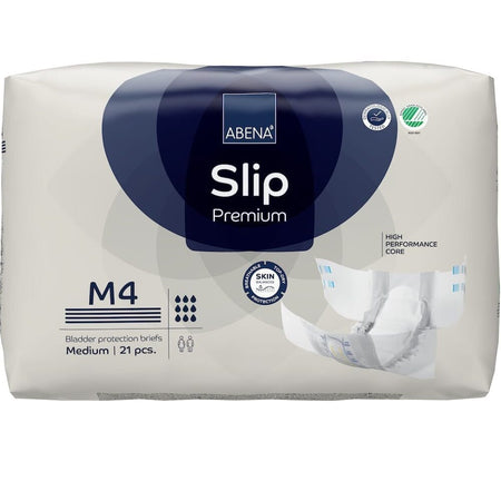 Image of Abena Slip M4 Premium All-In-One Incontinence Briefs on a plain background.
