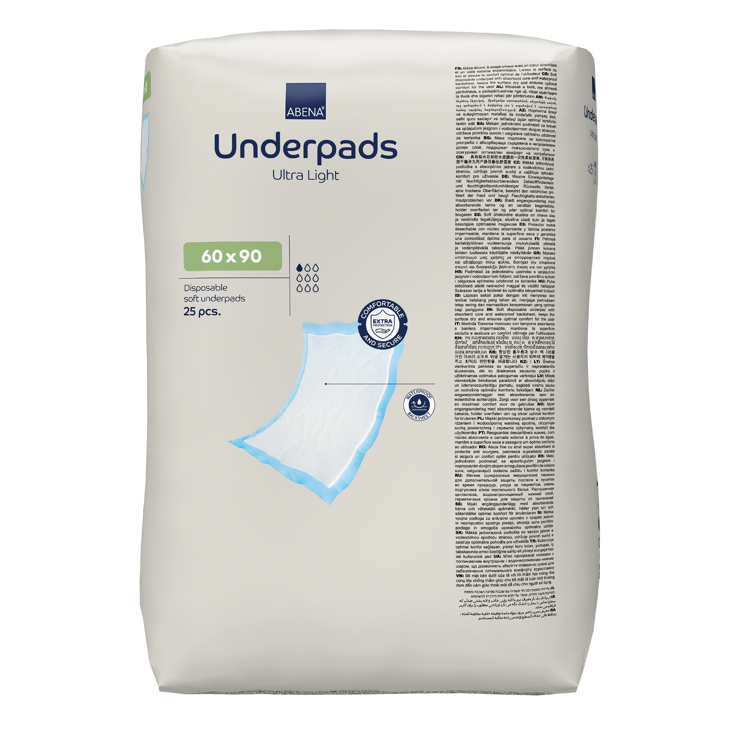 Close-up of a feature of Abena Ultra Light Underpads.