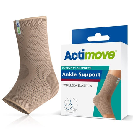 Actimove Ankle Support support laid flat on a plain background, showing its breathable, elasticated material.