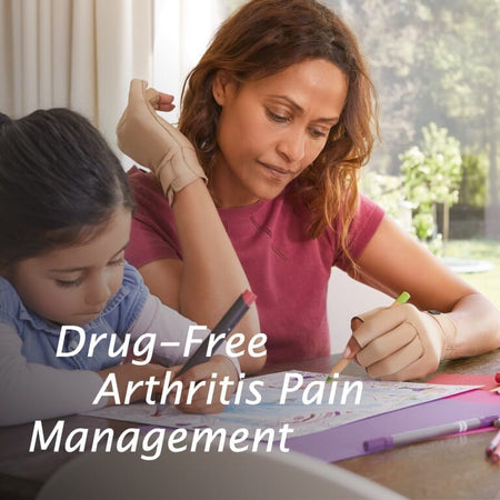 Close-up of the seams and fabric texture of Actimove Arthritis Gloves gloves, highlighting comfort and support.