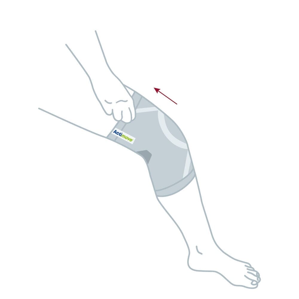 Actimove Knee Support with Two Stays support being applied or removed from the joint, illustrating ease of use.