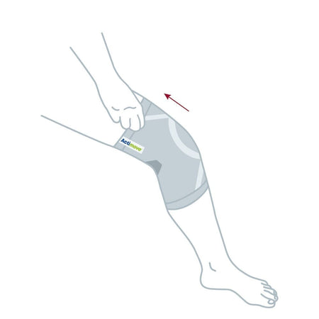 Actimove Knee Support with Two Stays support being applied or removed from the joint, illustrating ease of use.