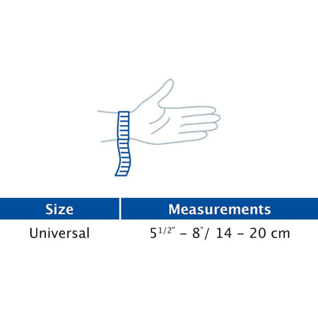 Diagram or packaging of Actimove Wrist Stabiliser Carpal highlighting dimensions or features.