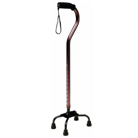 Full view of Adjustable Quad Walking Stick walking stick on a plain background, showing its handle, shaft and ferrule.