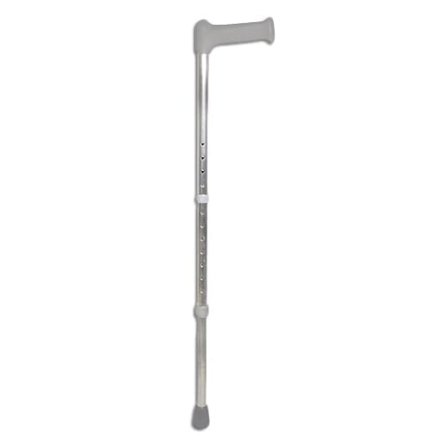 Full view of Adjustable Walking Stick walking stick on a plain background, showing its handle, shaft and ferrule.