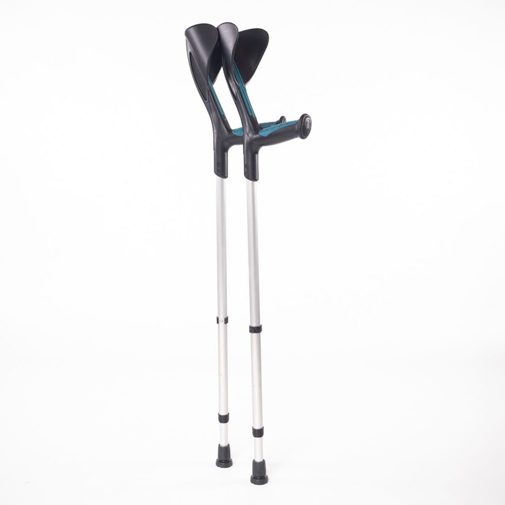 Advance Elbow Crutches: pair of crutches side by side on a plain background, showing left and right crutches together.