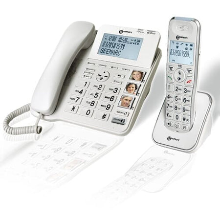 Full view of AmpliDECT 295 Combi Cordless Phone with large buttons and clear display on a plain background.