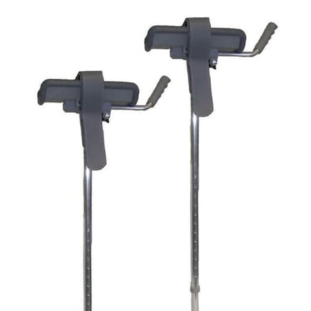 Arthritic Elbow Crutches-Pair: pair of crutches side by side on a plain background, showing left and right crutches together.