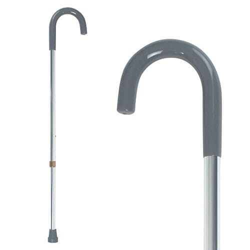 Full view of Bariatric Crook Handle Walking Stick walking stick on a plain background, showing its handle, shaft and ferrule.
