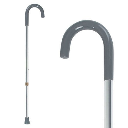 Full view of Bariatric Crook Handle Walking Stick walking stick on a plain background, showing its handle, shaft and ferrule.