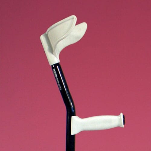 Bariatric Elbow Crutch: single elbow crutch on a plain background with an ergonomic handle, adjustable height and open cuff.