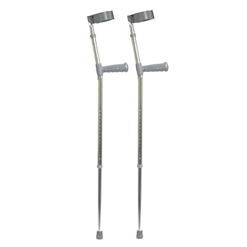 Bariatric Elbow Crutches: single elbow crutch on a plain background with an ergonomic handle, adjustable height and open cuff.