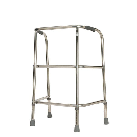 Bariatric Walking Frame on a plain background with two front wheels, two rear ferrules and both upper and lower handgrips.