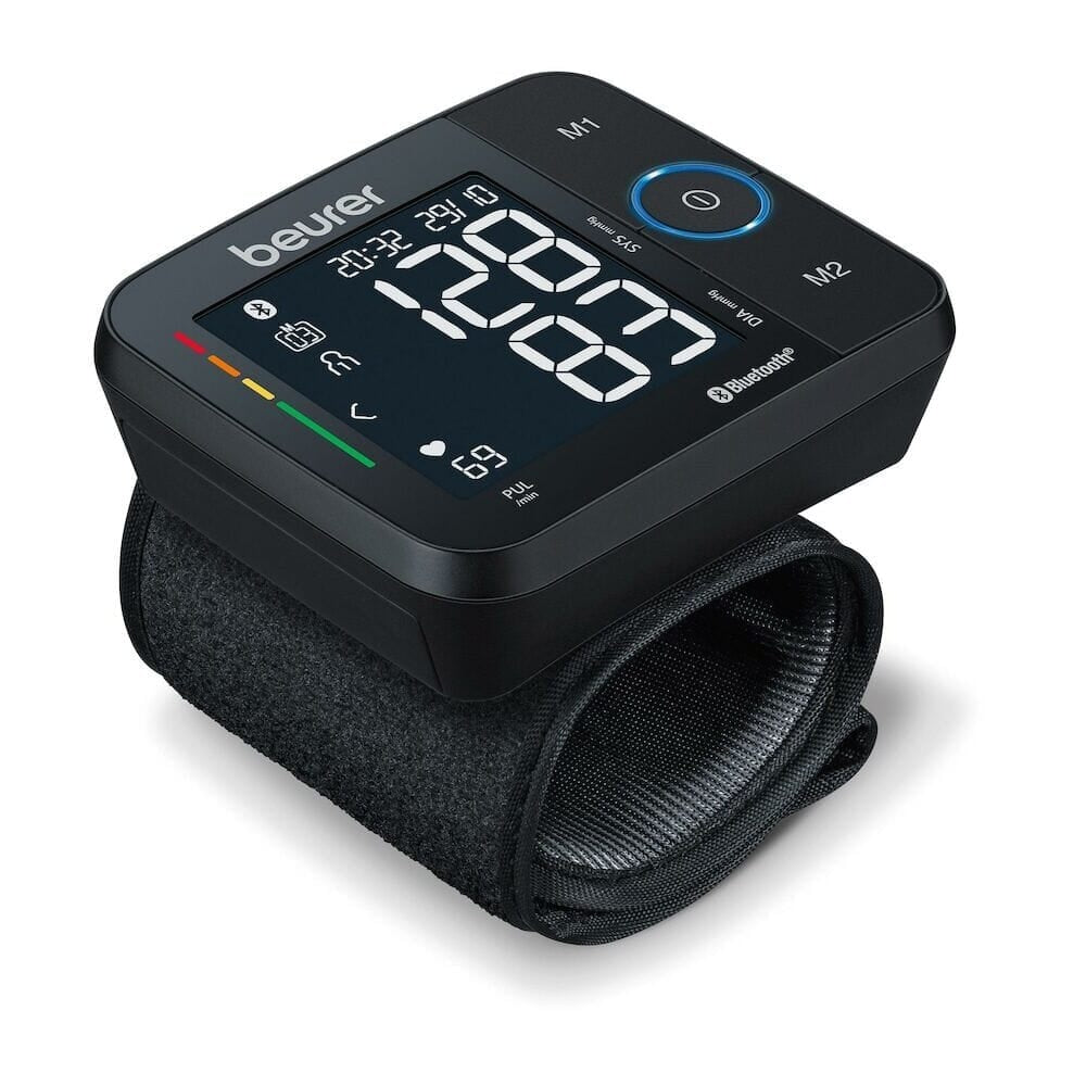 Beurer Bc 54 Bluetooth Wrist Blood Pressure Monitor shown on a plain background, designed for everyday use and easy maintenance.