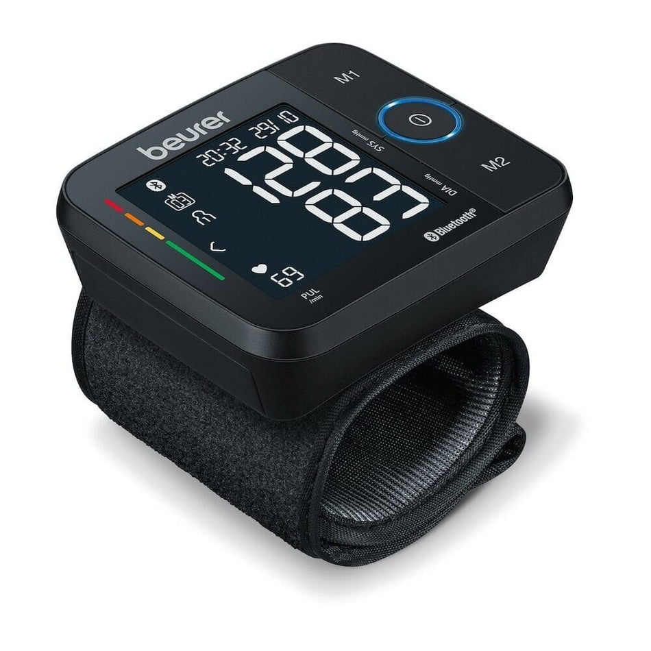 Beurer Bc 54 Bluetooth Wrist Blood Pressure Monitor shown on a plain background, designed for everyday use and easy maintenance.