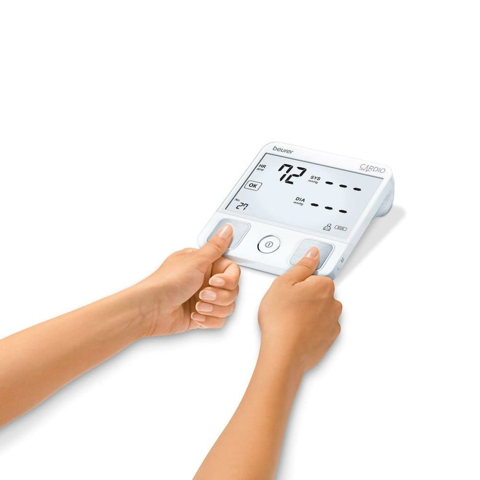 Alternative view of Beurer BM 93 Blood Pressure Monitor with ECG Function, showing different angle or usage.