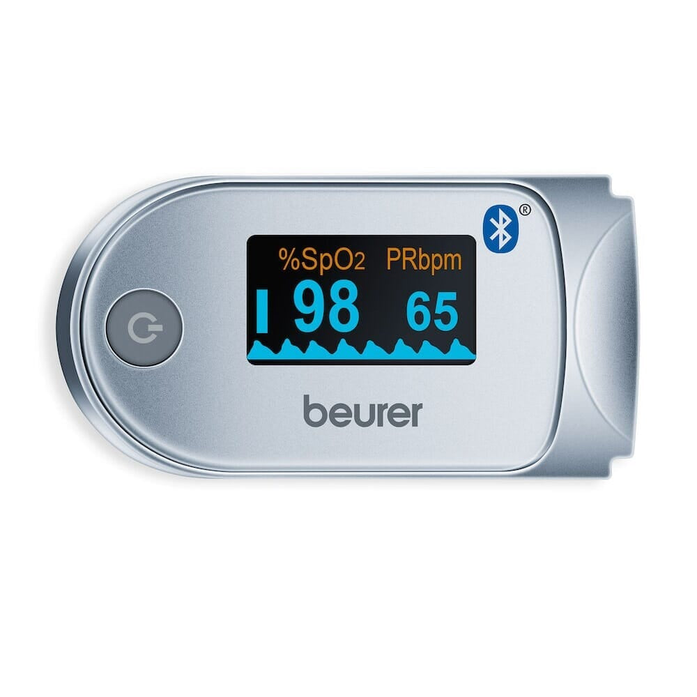 Alternative view of Beurer PO 60 Bluetooth Pulse Oximeter, showing different angle or usage.