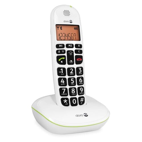 Back view of Big Button Cordless Phone, showing the SOS button or charging port.