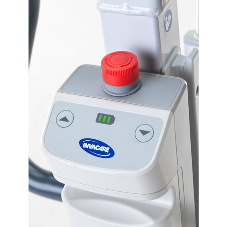 Close-up of the sling attachment points or spreader bar on Birdie Folding Electric Hoist hoist.