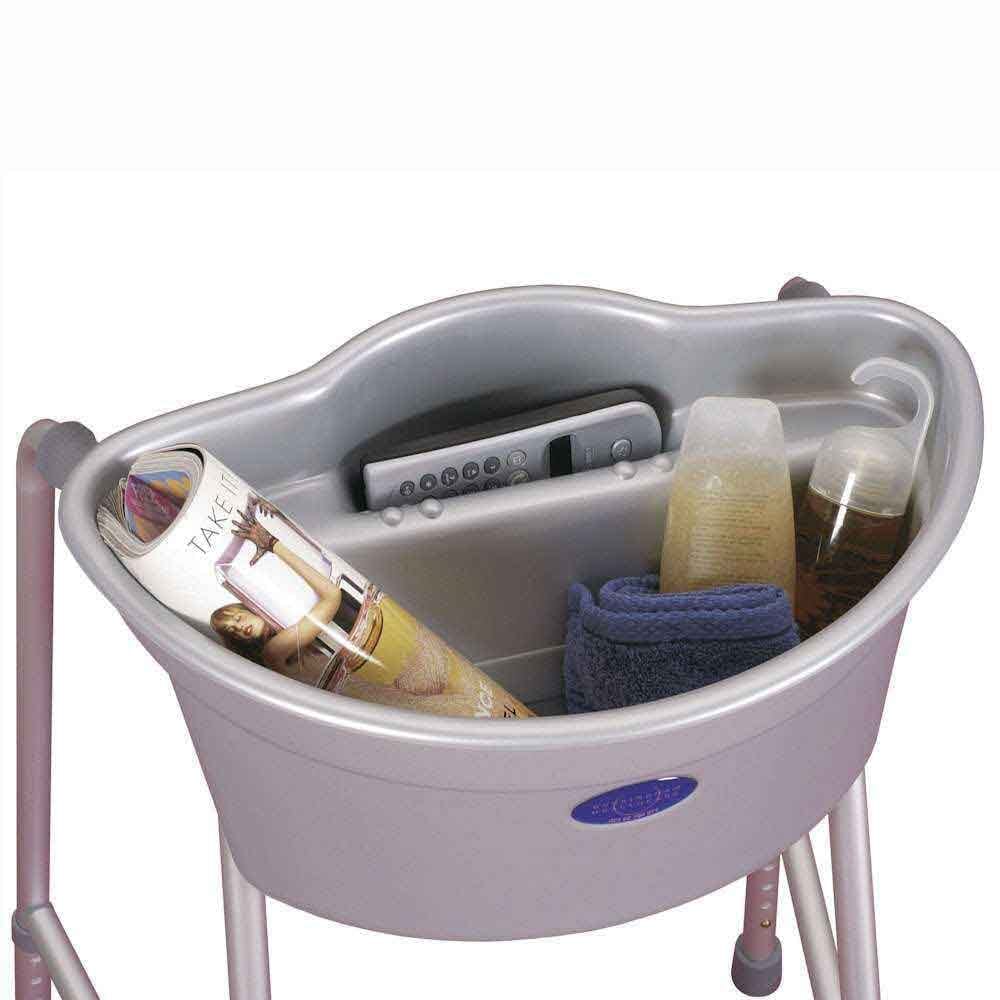 Buckingham Walking Frame Caddy being used in a home environment, demonstrating practical support for daily tasks.