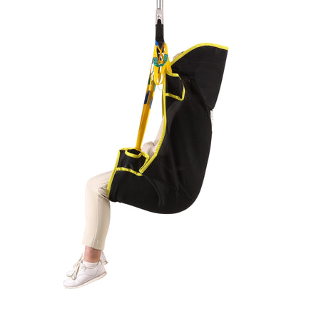 Lifestyle image of COMFORT VALUE In-Chair Split Leg Highback Sling being used in a real-life setting.
