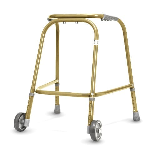 Childrens Wheeled Walking Frame in use: an older adult using the frame at home to move confidently and independently.