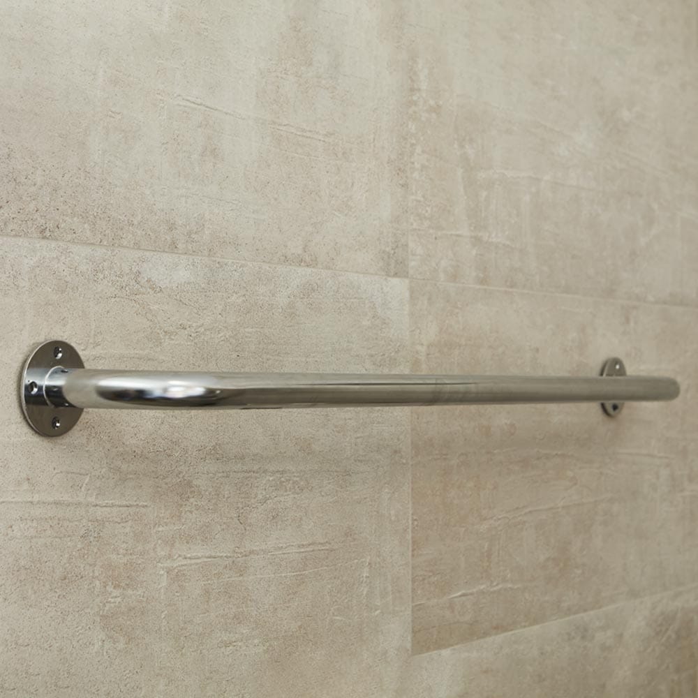 Close-up of the textured or fluted grip section on Chrome Plated Grab Rail grab rail, highlighting the anti-slip surface.