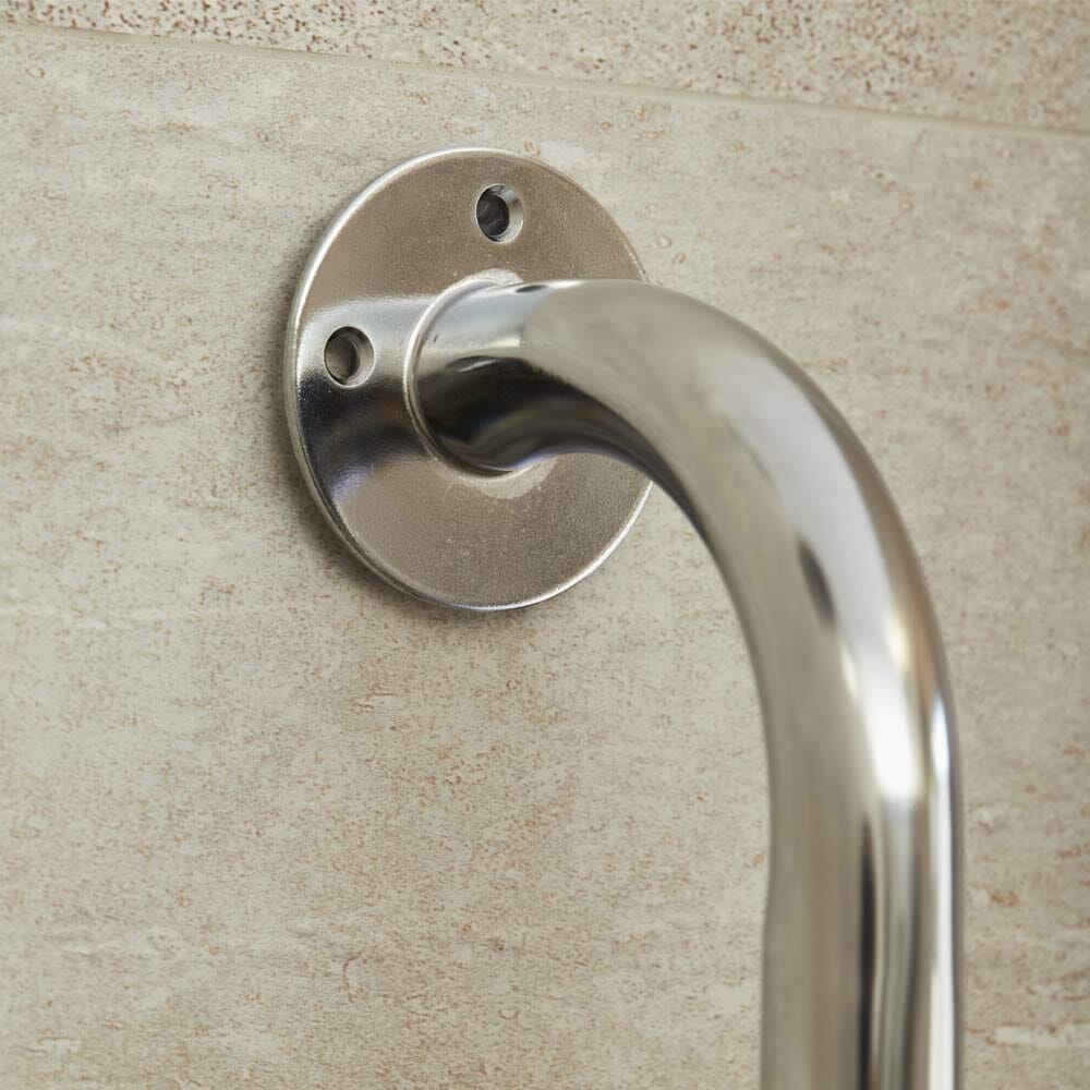 Angled view of Chrome Plated Grab Rail showing its shape, whether straight, curved or right-angled.