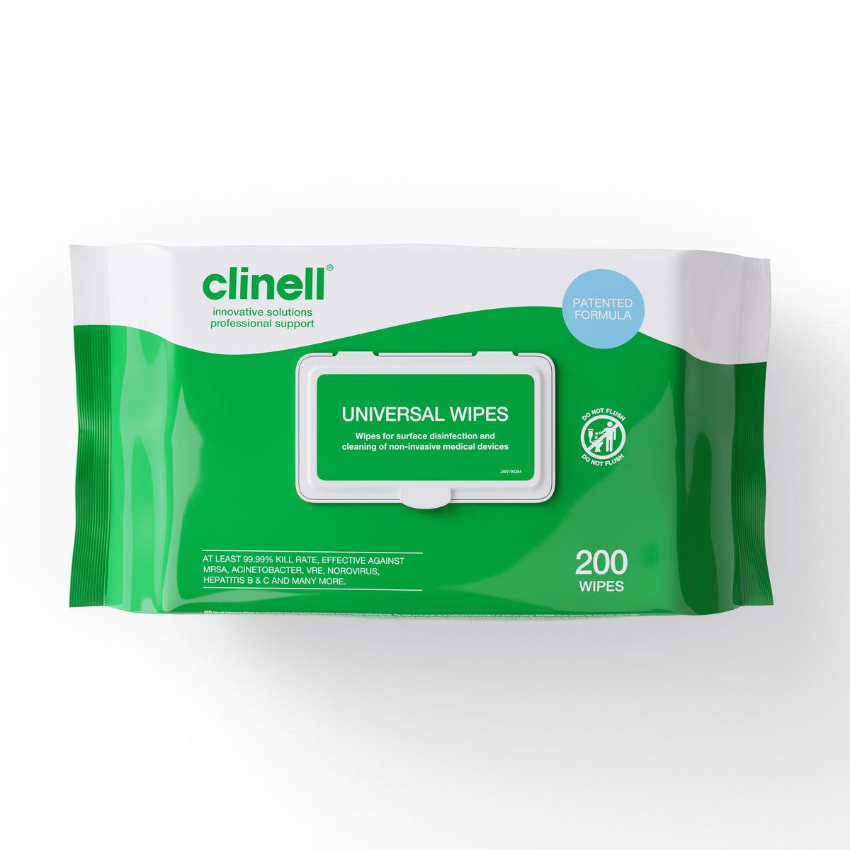 Image of Clinell Antibacterial Wipes on a plain background.