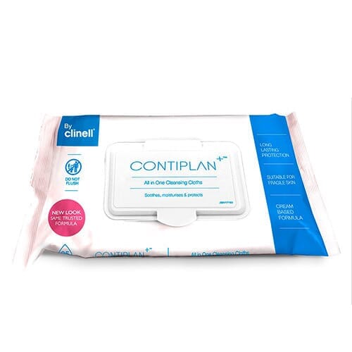 Image of Clinell Contiplan Incontinence Wipes on a plain background.