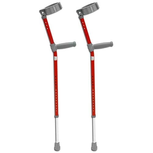 Coloured Crutches: pair of crutches side by side on a plain background, showing left and right crutches together.
