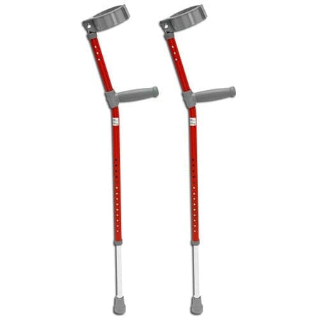 Coloured Crutches: pair of crutches side by side on a plain background, showing left and right crutches together.