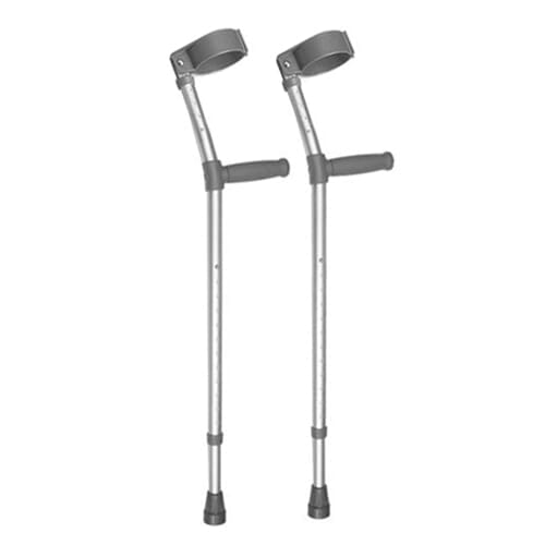 Comfort Grip Adjustable Crutches: close-up of handle and cuff, highlighting the comfortable grip and supportive arm cradle.