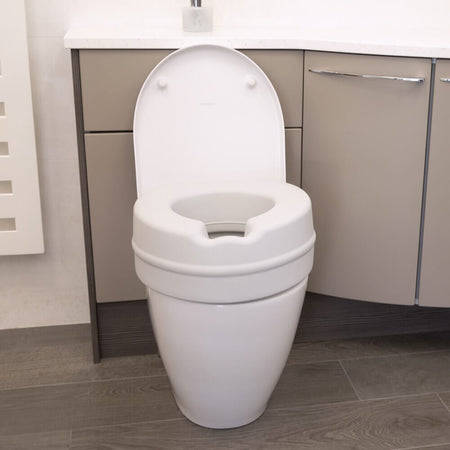 Alternative view of Comfort Padded Raised Toilet Seat, showing different angle or usage.