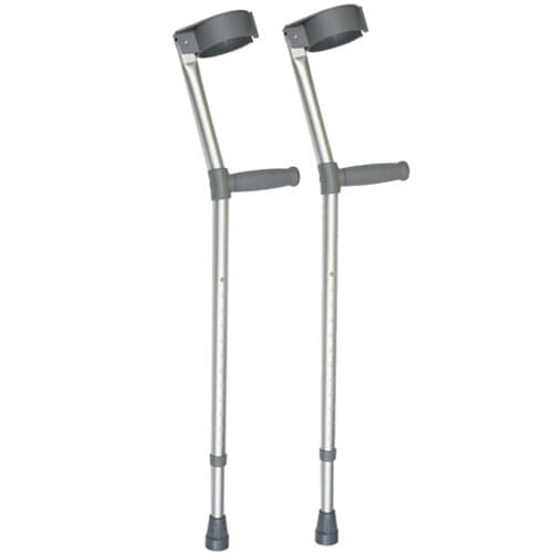 Comfy Grip Elbow Crutches: pair of crutches side by side on a plain background, showing left and right crutches together.